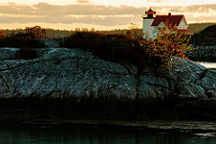 Sunset Behind Boulder by Hendricks Head Light in Maine